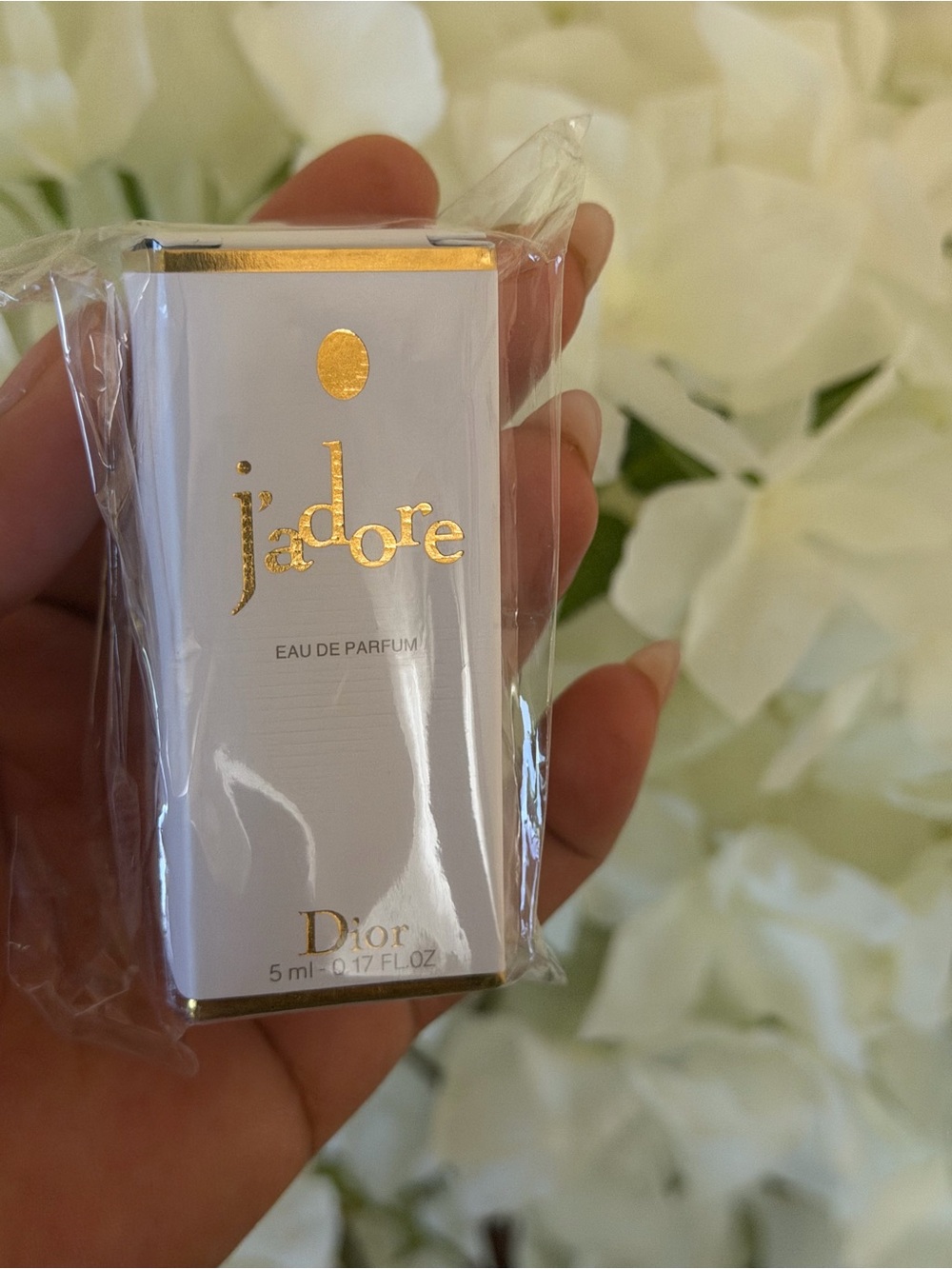 Dior J'adore Mini Perfume - White & Gold Foil